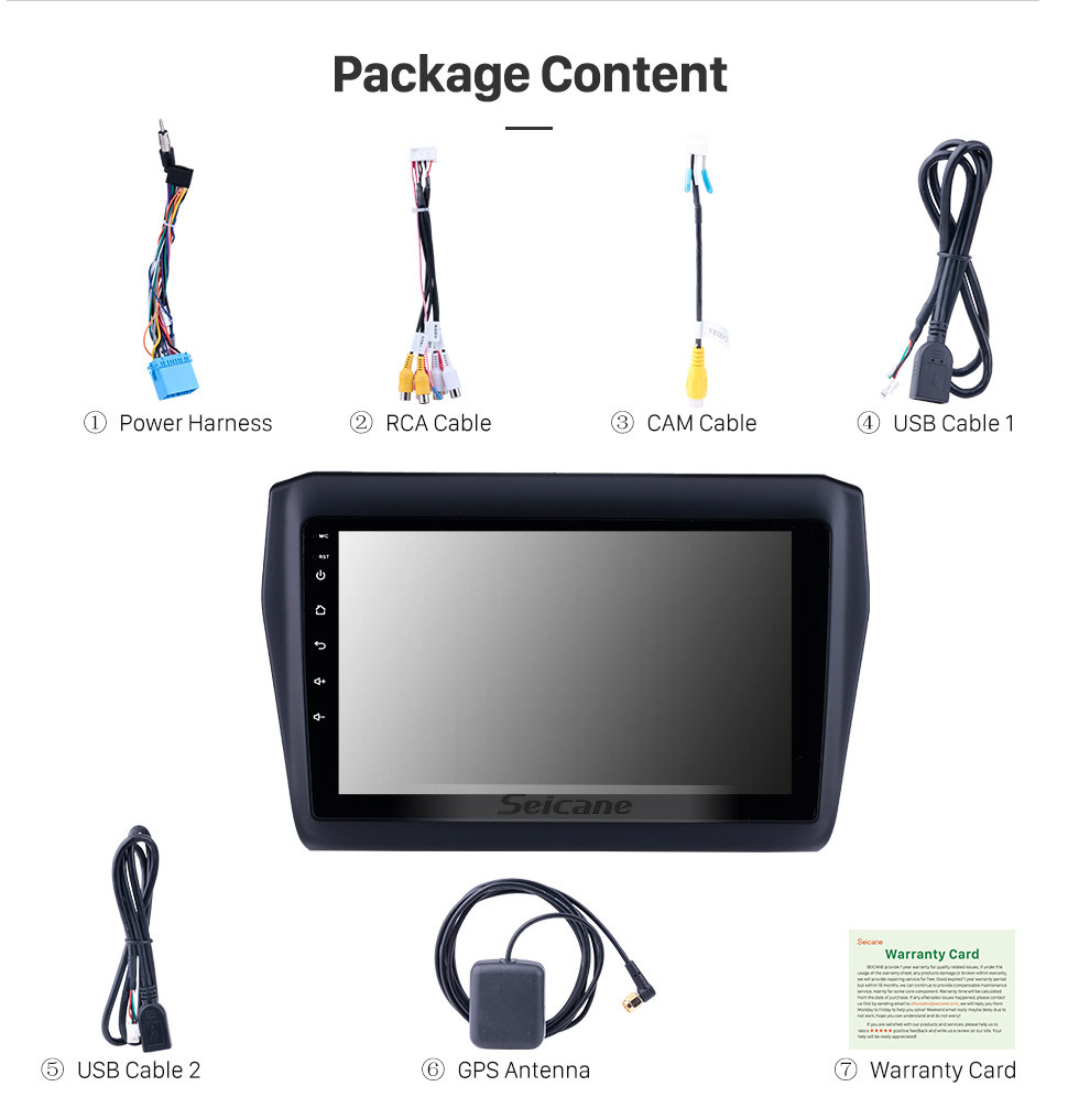 Seicane OEM 9 pouces Android 10.0 HD Radio Bluetooth à écran tactile pour SUZUKI DZIRE SUZUKI SWIFT 2017 2018 2019 2020 avec navigation GPS USB FM auto stéréo Wifi AUX prise en charge DVR TPMS Caméra de recul OBD2 SWC