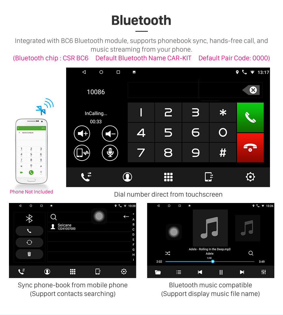 Seicane 10,1 pouces Android 10.0 Radio à écran tactile Bluetooth Système de navigation GPS Pour 2013 2014 2015 Toyota LEVIN Prise en charge TPMS DVR OBD II USB SD WiFi Caméra arrière Commande au volant HD 1080P Vidéo AUX