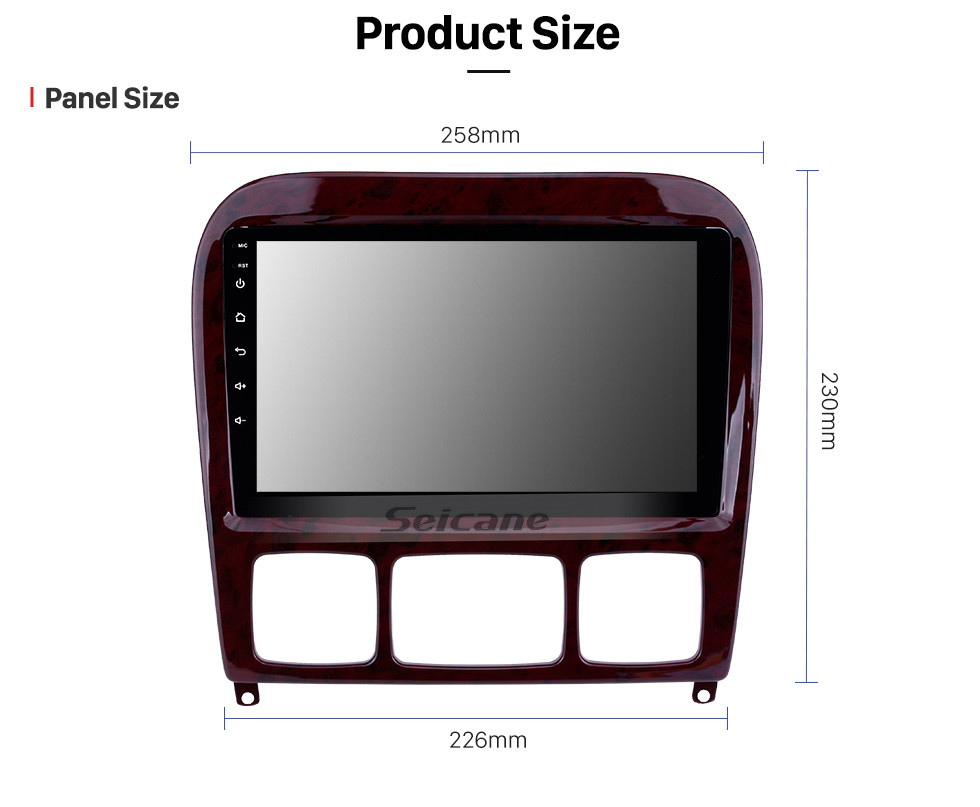 Seicane Écran tactile HD 9 pouces pour 1998-2005 Mercedes Benz Classe S W220/S280/S320/S320 CDI/S400 CDI/S350/S430/S500/S600/S55 AMG/S63 AMG/S65 AMG Radio Autoradio Bluetooth Autoradio sSystem Support Image dans Image