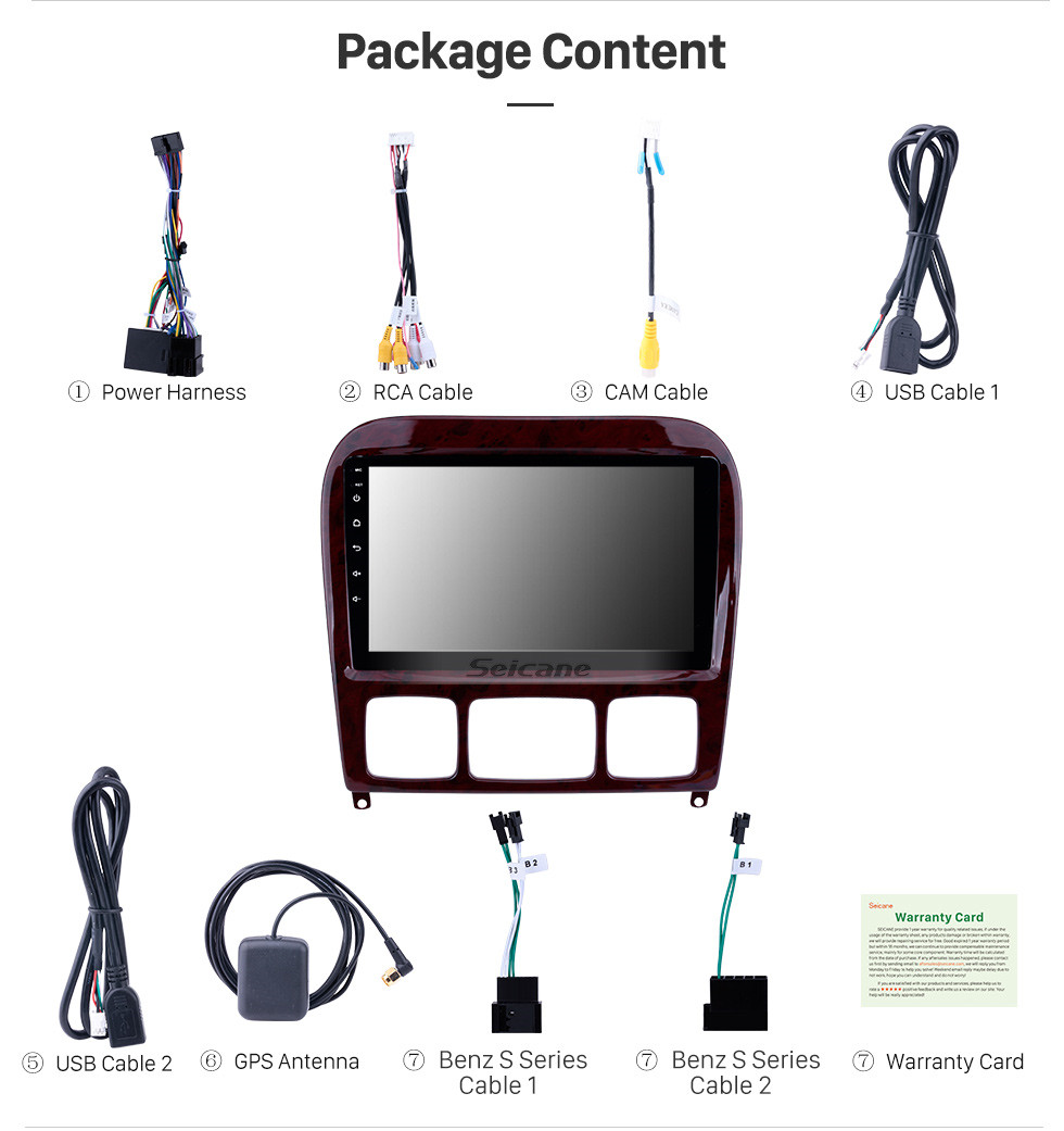 Seicane 9 Inch HD Touchscreen for 1998-2005 Mercedes Benz S Class W220/S280/S320/S320 CDI/S400 CDI/S350/S430/S500/S600/S55 AMG/S63 AMG/S65 AMG Radio Car Radio Bluetooth Car Stereo System Support Picture in Picture