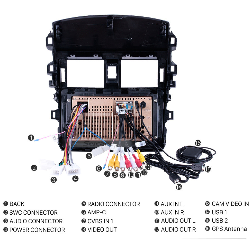 Seicane 9 pouces 2007 2008 2009 2010 Toyota OLD Corolla Android 10.0 Bluetooth Radio GPS Navigation Unité principale Support WIFI 1080P Vidéo Caméra de recul Système audio DVR OBD2