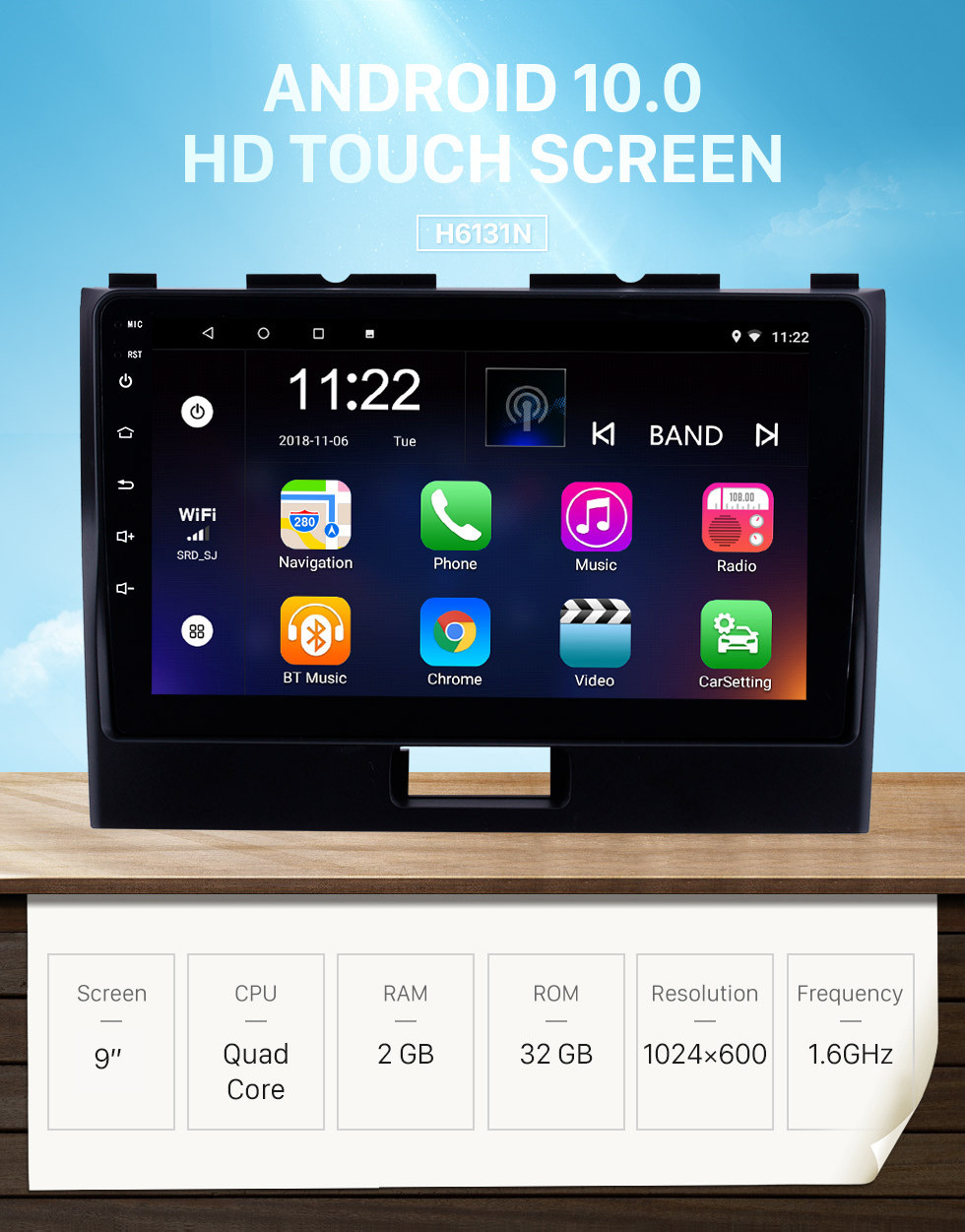 9 inch Touchscreen Android 10.0 2010-2018 SUZUKI WAGONR GPS Navigation  Radio with USB WIFI Bluetooth support TPMS DVR SWC Carplay 1080P Video DAB+