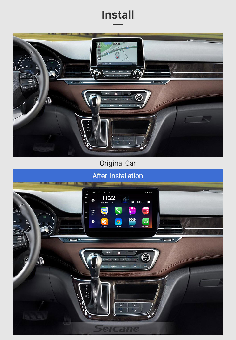 Seicane 2017 2018 2019 Hyundai H1 Grand Starex con pantalla táctil Android 10.0 9 pulgadas Unidad principal Bluetooth Estéreo para automóvil con USB AUX WIFI compatible con Carplay DAB + OBD2 DVR