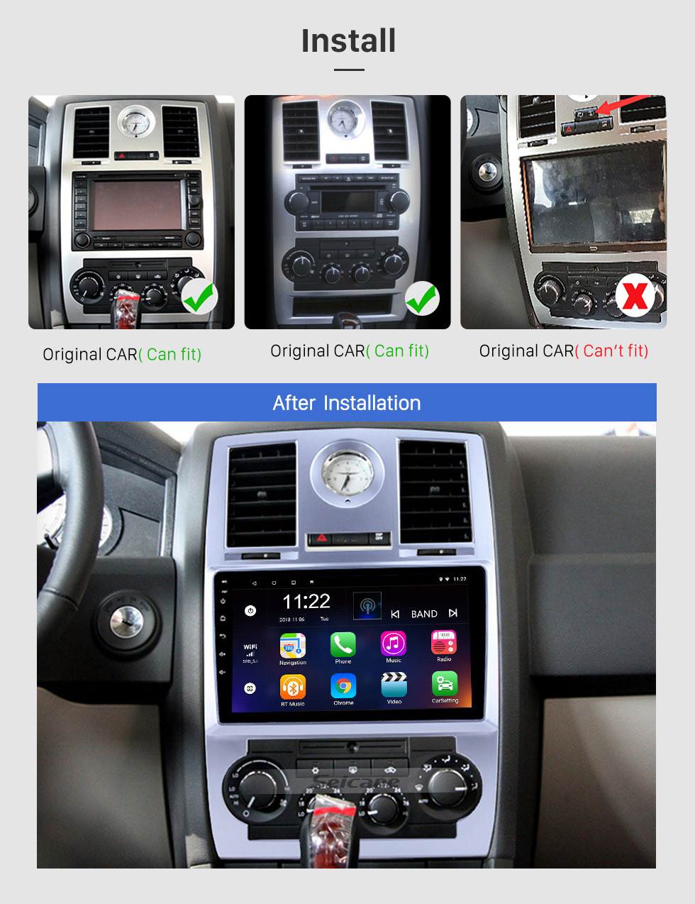 viva Hacer un nombre primero OEM HD Radio con pantalla táctil para 2004-2008 Chrysler Aspen 300C 9  pulgadas Android 12.0 Car Stereo USB Bluetooth AUX soporte Carplay DVR TPMS  Cámara de respaldo OBD