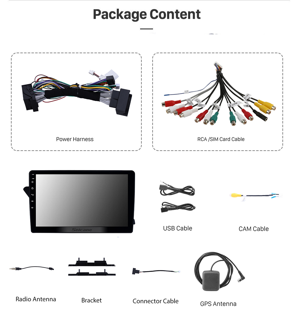 Seicane 10,1 pouces Android 13.0 GPS Navi HD radio à écran tactile pour 2009-2016 Audi A4L avec support Bluetooth USB WIFI AUX DVR SWC Carplay 3G caméra de recul RDS