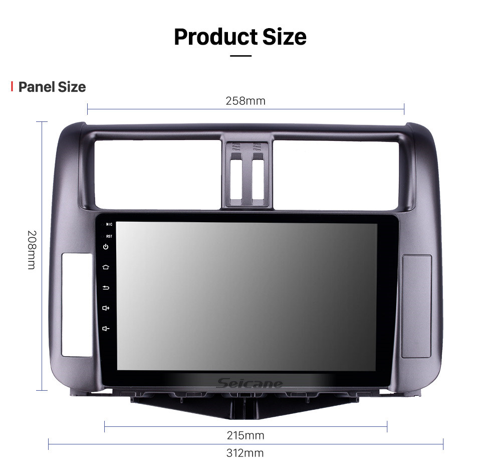 Seicane 9 pouces 2010-2013 Toyota Prado 150 Android 10.0 Radio GPS Système avec 1024 * 600 Écran tactile Bluetooth support de la musique OBD2 DVR Caméra de recul TV 1080P 3G WIFI Commande au volant