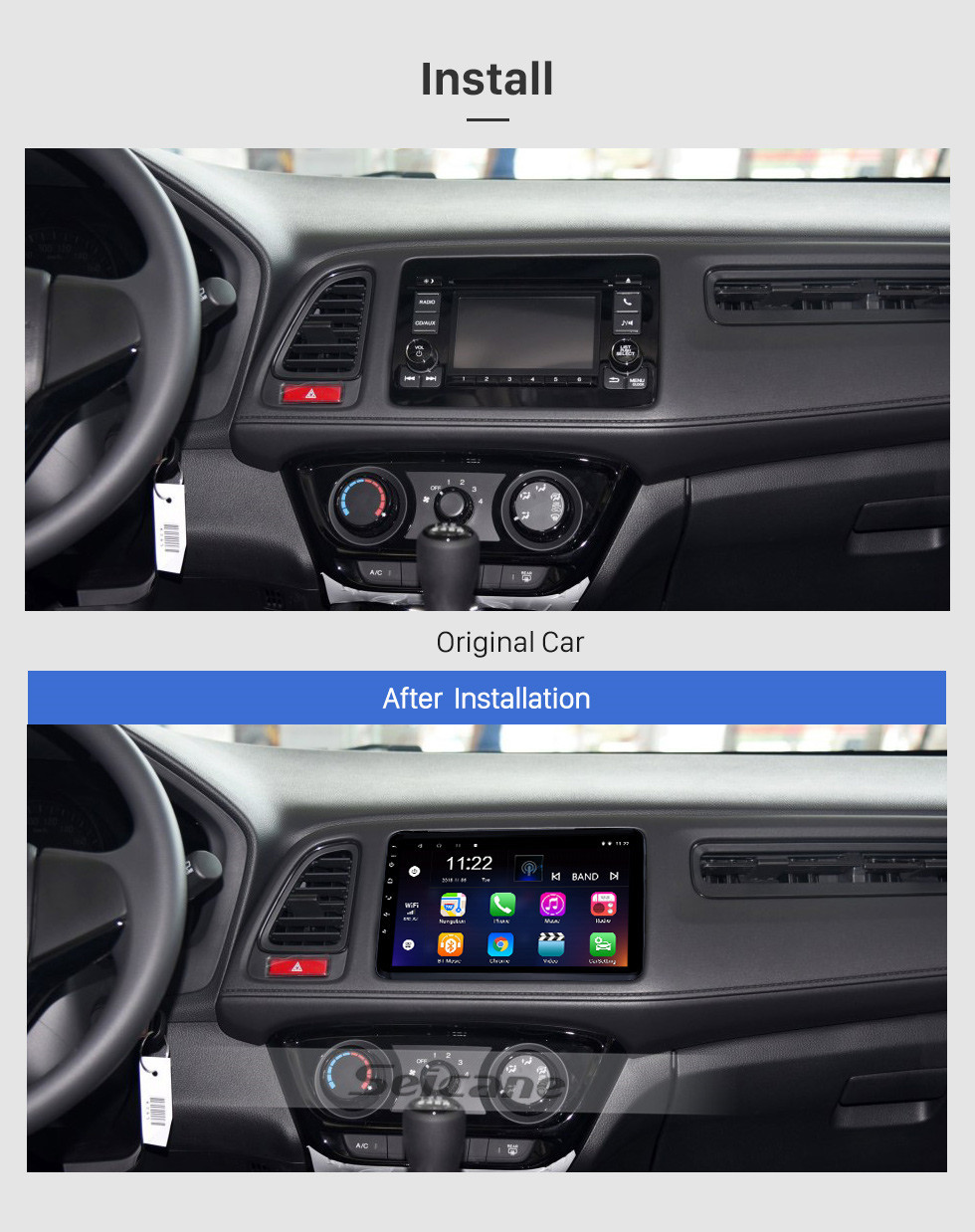 Seicane 2015 2016 2017 HONDA Vezel XRV 9 pouces Android 10.0 Radio Système de navigation GPS avec support USB WIFI Bluetooth Mirror Link OBD2 Commande au volant