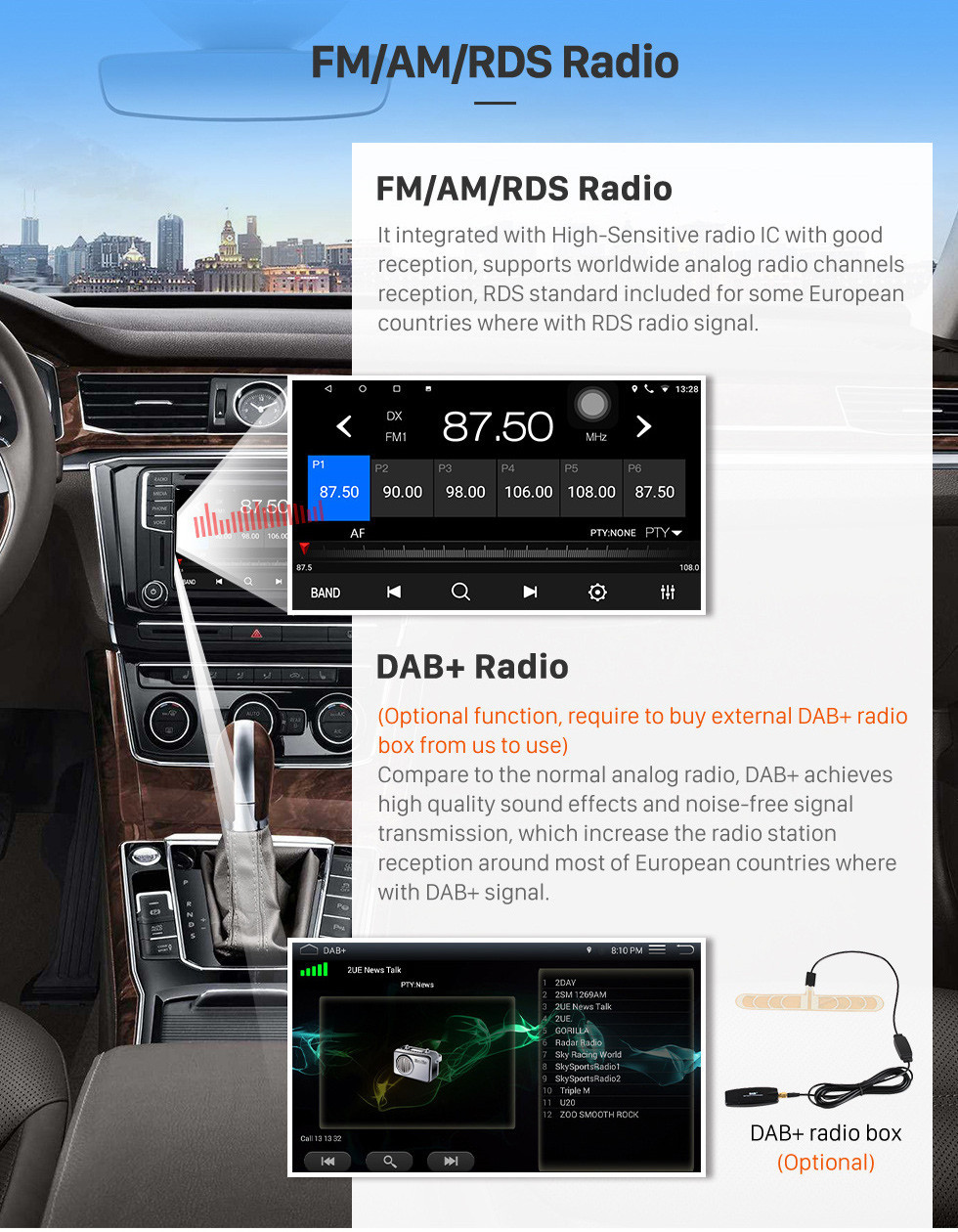 Seicane 2006-2011 Hyundai Accent écran tactile Android 10.0 Unité de tête Bluetooth stéréo avec musique AUX WIFI DAB + OBD2 DVR Commande au volant