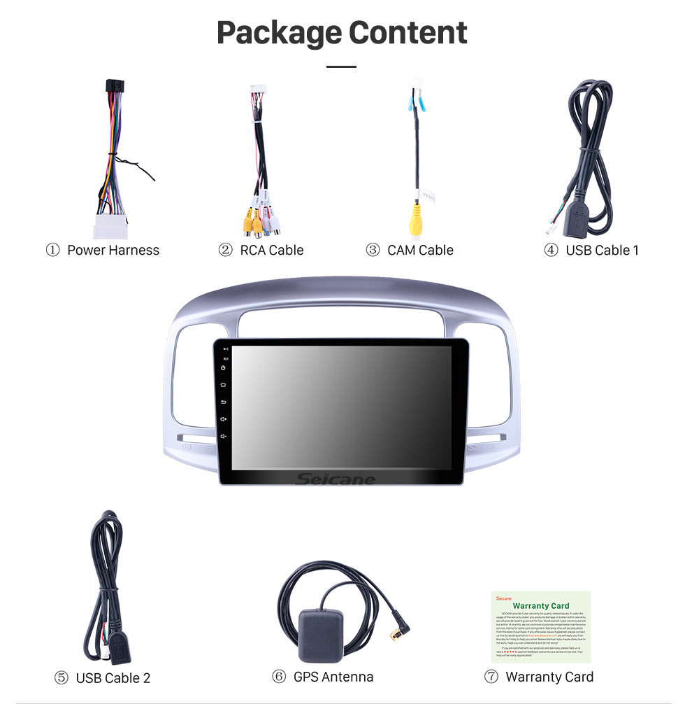 Seicane 2006-2011 Hyundai Accent Pantalla táctil Android 10.0 Unidad principal de 9 pulgadas Bluetooth Estéreo con música Soporte AUX WIFI DAB + OBD2 DVR Control del volante