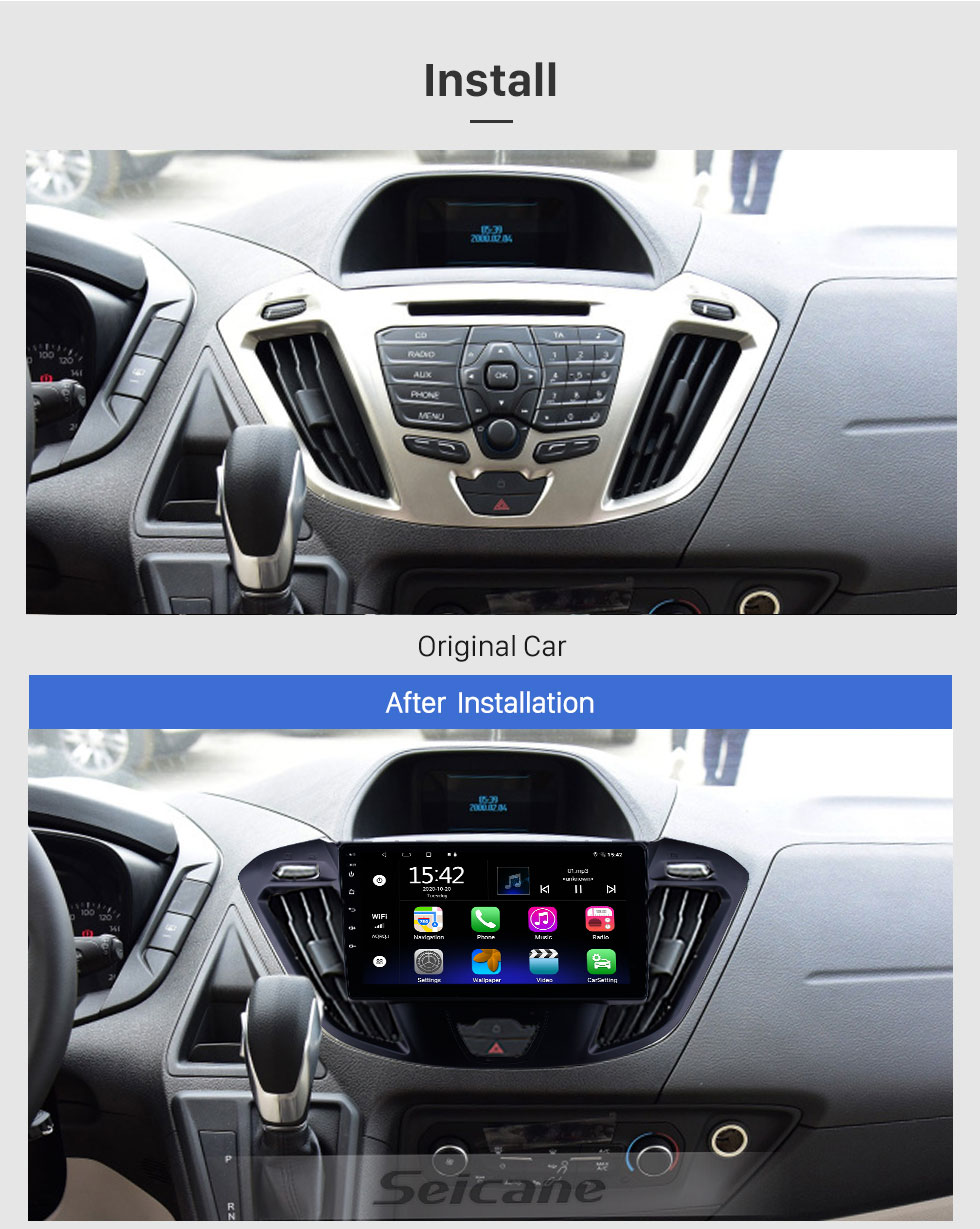 Seicane OEM Radio HD con pantalla táctil para 2017 2018 2019 Ford JMC Tourneo Versión alta 9 pulgadas Android 10.0 Estéreo USB compatible con Bluetooth Vínculo espejo Carplay DVR TPMS