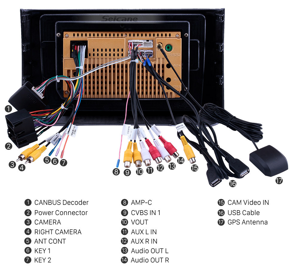 Seicane 10.1 pulgadas Android 10.0 2016-2019 Great Wall Haval H6 Radio de navegación GPS con Bluetooth HD Pantalla táctil WIFI Soporte de música TPMS DVR Carplay TV digital