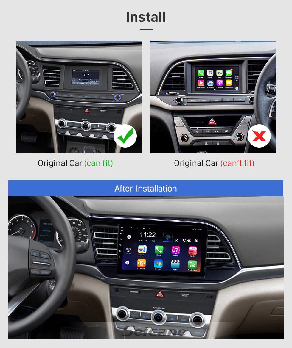 Seicane Android 10.0 Radio de navegación GPS de pantalla táctil de 9 pulgadas para Hyundai Elantra LHD 2019 con USB WIFI Bluetooth AUX compatible Carplay SWC Cámara de vista trasera