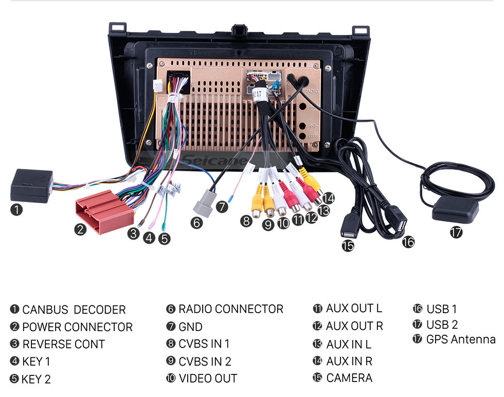 Seicane Dans le tableau de bord Radio 9 pouces HD 1024 * 600 Écran tactile Android 10.0 Pour 2008 2009 2010 2011-2015 Mazda 6 Rui wing Système de navigation GPS Support Commande au volant DVR OBDII Caméra de recul WiFi DAB +