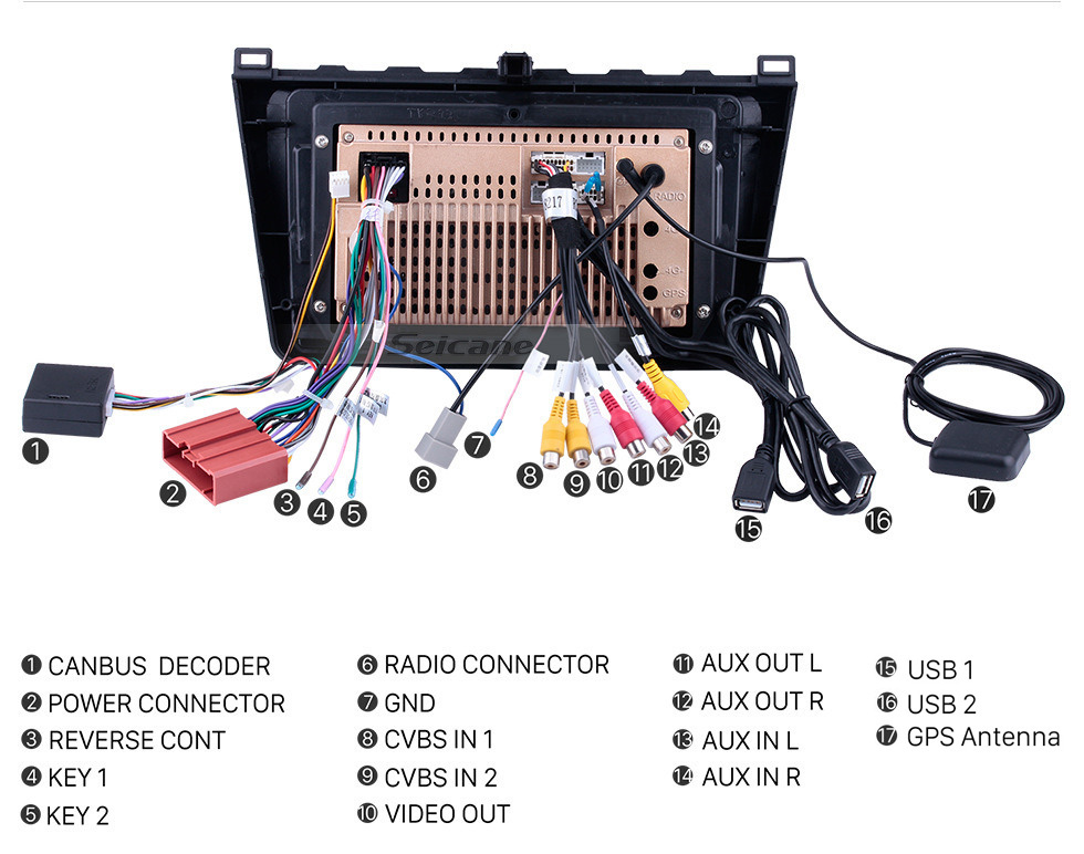 Seicane Dans le tableau de bord Radio 9 pouces HD 1024 * 600 Écran tactile Android 10.0 Pour 2008 2009 2010 2011-2015 Mazda 6 Rui wing Système de navigation GPS Support Commande au volant DVR OBDII Caméra de recul WiFi DAB +