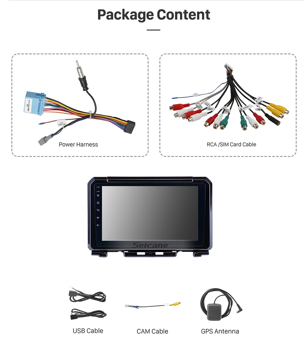 Seicane Venta caliente de 9 pulgadas HD Pantalla táctil Android 10.0 2019 Suzuki JIMNY Radio de navegación GPS con USB WIFI Bluetooth compatible TPMS DVR SWC Carpeta