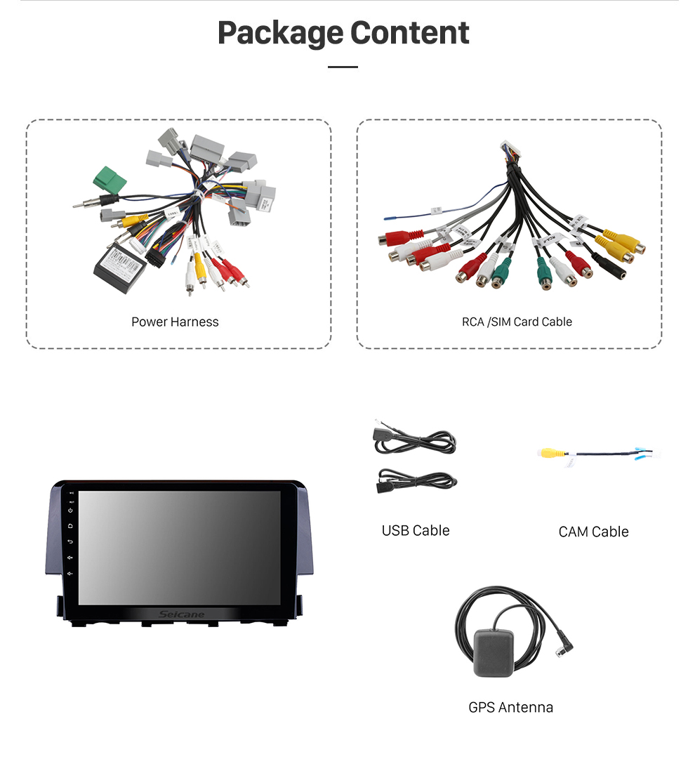 Seicane OEM 9 polegadas android 13.0 rádio para 2015 2016 honda civic bluetooth wifi hd touchscreen suporte de navegação gps carplay dvr obd câmera retrovisor