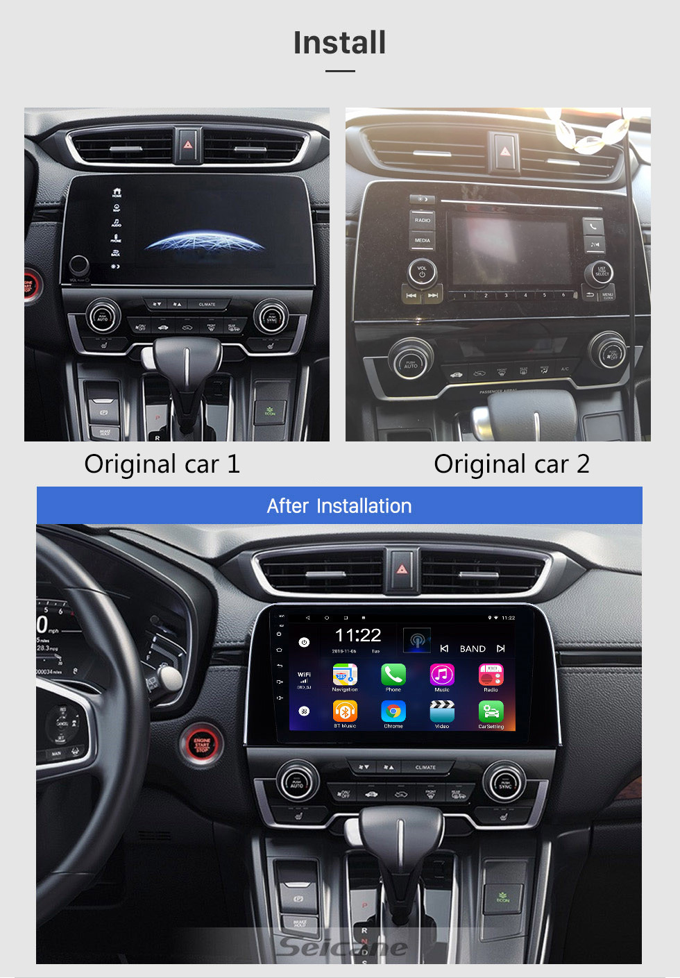Seicane 2017 2018 Honda CRV 9 Zoll Android 10.0 HD Touchscreen Bluetooth GPS Navigation Radio USB AUX Unterstützung Carplay 3G WIFI Spiegel Link Rückfahrkamera OBD2 Seicane 2017 2018 Honda CRV 9 Zoll Android 10.0 HD Touchscreen Bluetooth GPS Navigation Radio USB AUX Unterstützung Carplay 3G WIFI Spiegel Link Rückfahrkamera OBD2