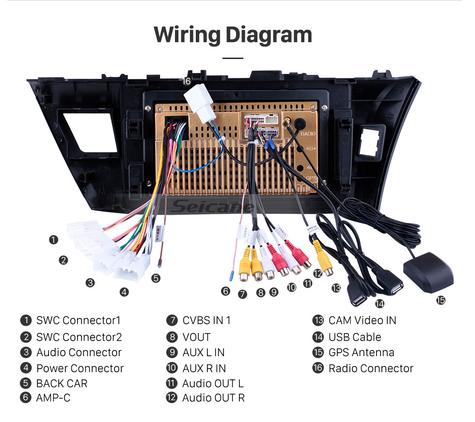 Seicane Para Toyota Corolla 11 2012-2014 2015 2016 E170 E180 sistema de navegación por radio Android 10.0 HD Pantalla táctil Reproductor de DVD para automóvil de 10.1 pulgadas con WIFI Soporte Bluetooth Carplay DVR