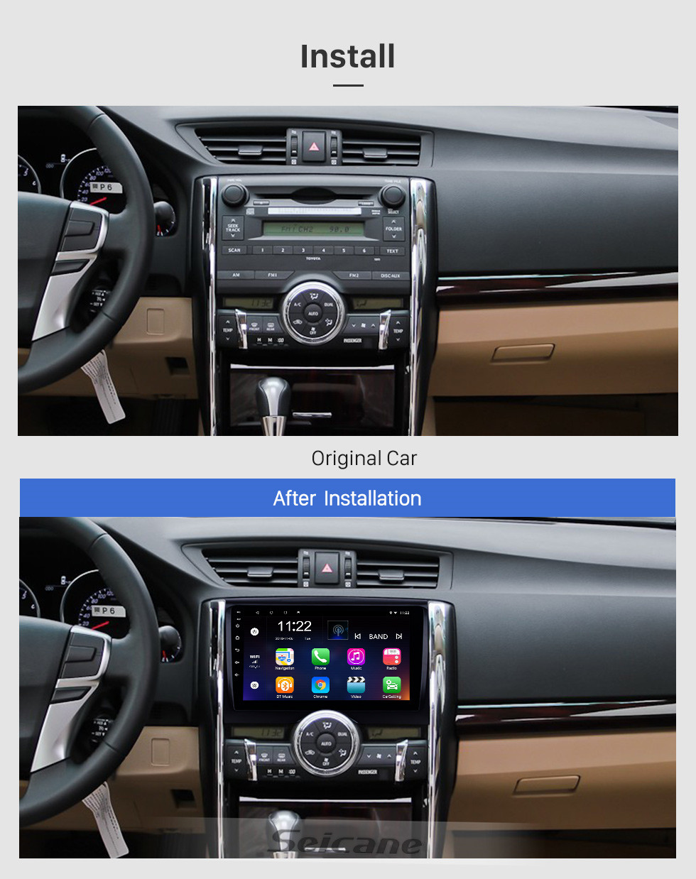 Seicane 2010-2015 TOYOTA REIZ Mark X 9 inch Android 10.0 HD Touchscreen Bluetooth Radio GPS Navigation Stereo USB AUX support Carplay 3G WIFI Mirror Link Seicane 2010-2015 TOYOTA REIZ Mark X 9 inch Android 10.0 HD Touchscreen Bluetooth Radio GPS Navigation Stereo USB AUX support Carplay 3G WIFI Mirror Link
