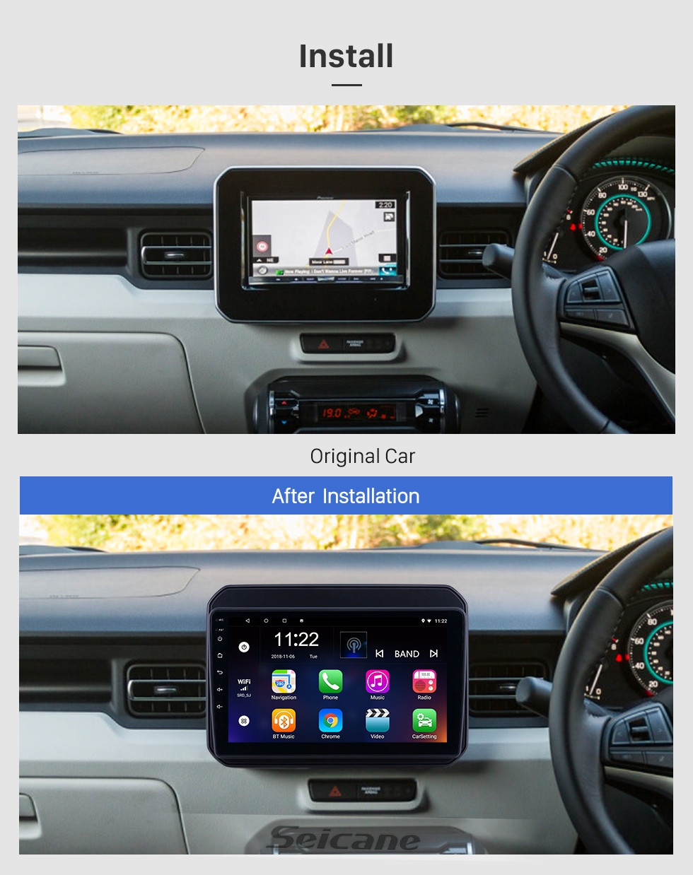 Seicane HD Touchscreen 9 inch Android 10.0 GPS Navigation Radio for 2016-2018 Suzuki IGNIS with Bluetooth USB WIFI AUX support Carplay 3G Backup camera TPMS