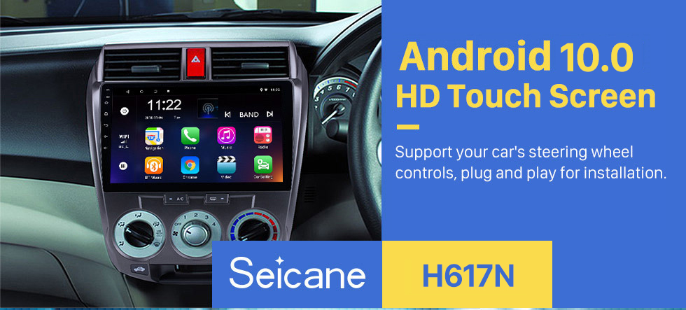 Seicane 2006-2013 Honda CITY HD 1024*600 Touchscreen Android 10.0 Radio Car Stereo with GPS Navigation Bluetooth USB WIFI OBD2 1080P Rearview camera Mirror link Seicane 2006-2013 Honda CITY HD 1024*600 Touchscreen Android 10.0 Radio Car Stereo with GPS Navigation Bluetooth USB WIFI OBD2 1080P Rearview camera Mirror link