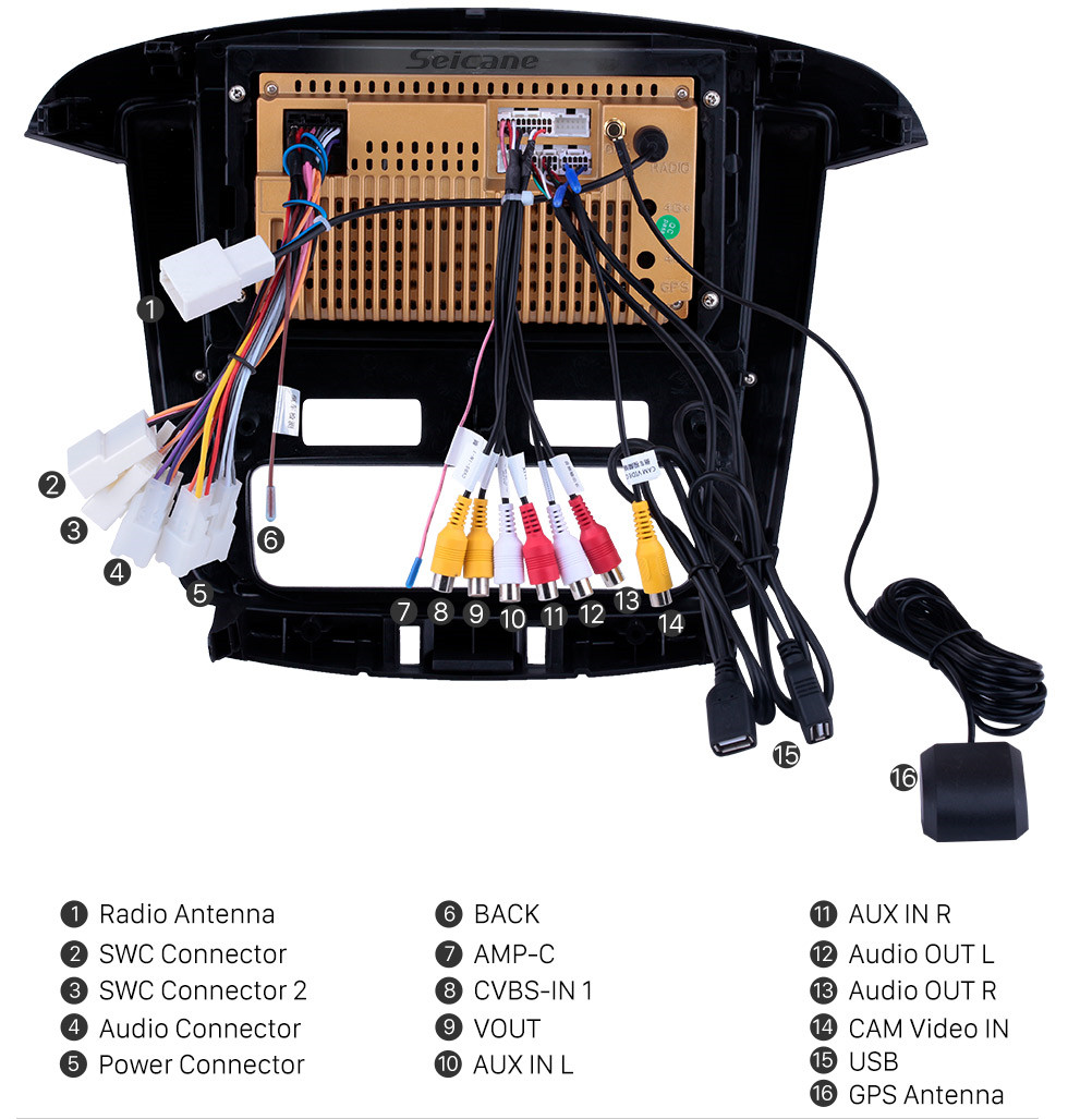 Seicane Android 10.0 Radio de navegación GPS de pantalla táctil de 9 pulgadas para 2012-2014 Toyota innova Auto A / C con Bluetooth USB compatible con WIFI Cámara de vista trasera Carplay SWC