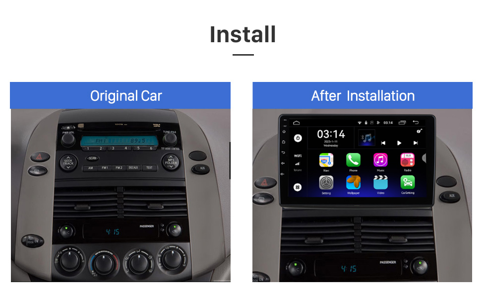 Seicane 8 дюймов 2004-2010 Toyota Sienna Android 12.0 GPS-навигация Радио Bluetooth Музыка HD Поддержка сенсорного экрана Цифровое телевидение Carplay Управление рулевого колеса