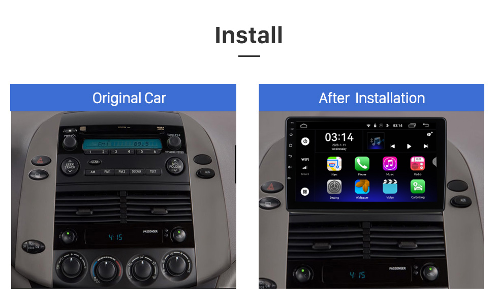 Seicane 8 pulgadas 2004-2010 Toyota Sienna Android 12.0 Navegación GPS Radio Bluetooth Música HD Pantalla táctil compatible TV digital Carplay Control del volante