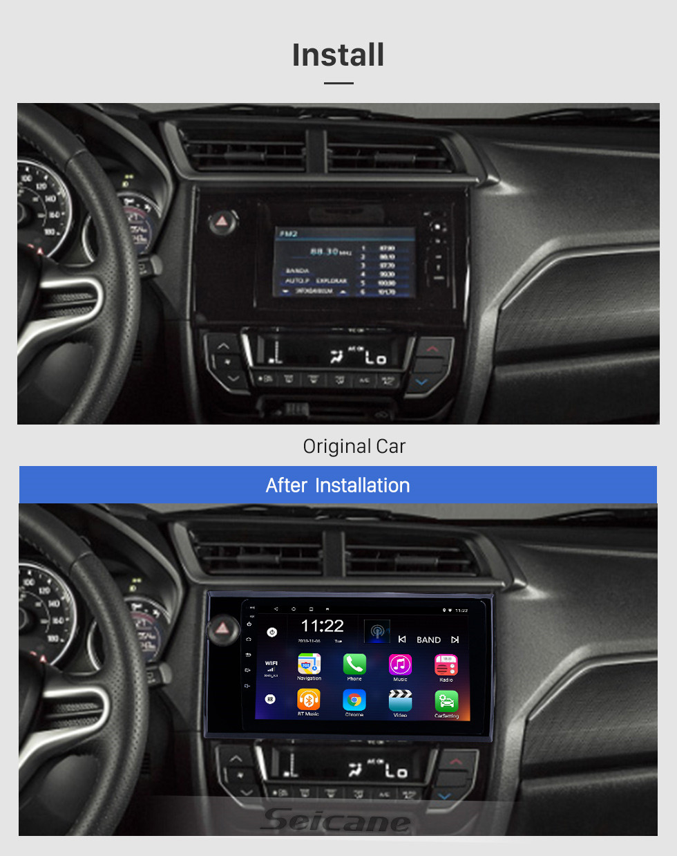 Seicane OEM 9 Zoll Android 10.0 Radio für 2015-2017 Honda BRV LHD Bluetooth Wlan HD Touchscreen GPS-Navigationssystem Unterstützung Carplay DVR OBD Rückfahrkamera
