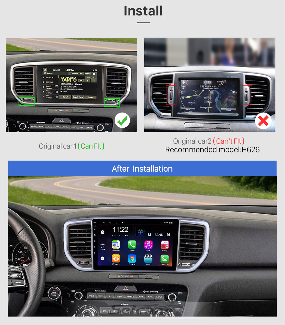 Seicane Android 10.0 9 pulgadas 2018-2019 Kia Sportage R Radio de navegación GPS con Bluetooth Pantalla táctil USB Soporte para música TPMS SWC Carplay Cámara trasera