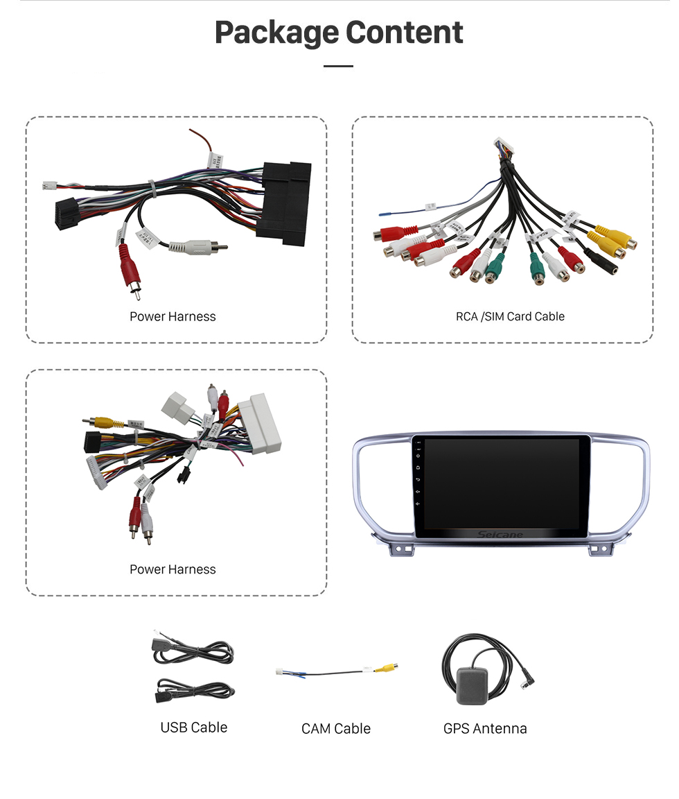 Seicane Android 10.0 9 pulgadas 2018-2019 Kia Sportage R Radio de navegación GPS con Bluetooth Pantalla táctil USB Soporte para música TPMS SWC Carplay Cámara trasera