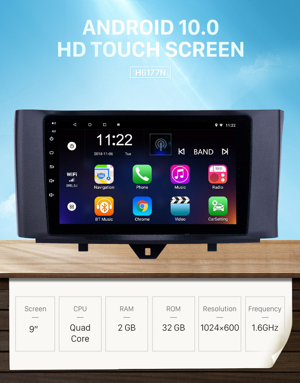 Seicane 2011-2015 Mercedes Benz Smart Android 10.0 9 inch Radio GPS Navigation Bluetooth HD Touchscreen with Music WIFI support DAB+ OBD2 DVR Carplay Seicane 2011-2015 Mercedes Benz Smart Android 10.0 9 inch Radio GPS Navigation Bluetooth HD Touchscreen with Music WIFI support DAB+ OBD2 DVR Carplay