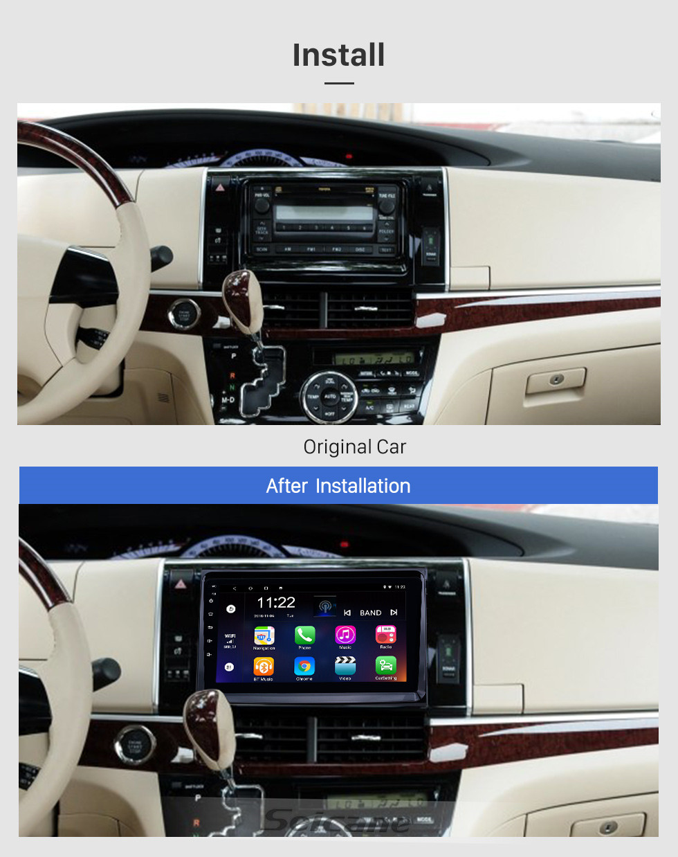 Seicane 2006 2007 2008-2012 Toyota Previa Android 10.0 Сенсорный экран 9-дюймовое головное устройство Bluetooth GPS-навигатор с поддержкой AUX OBD2 DVR SWC Carplay