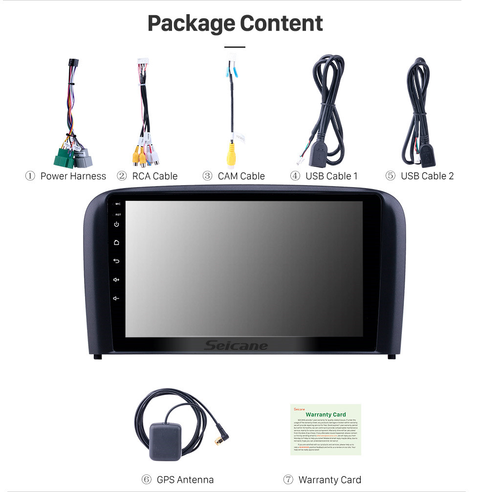 Seicane OEM 9-дюймовый Android 10.0 радио для 2004-2006 Volvo S80 Bluetooth Wifi HD с сенсорным экраном GPS-навигация Поддержка USB AUX Carplay DVR OBD Цифровое ТВ