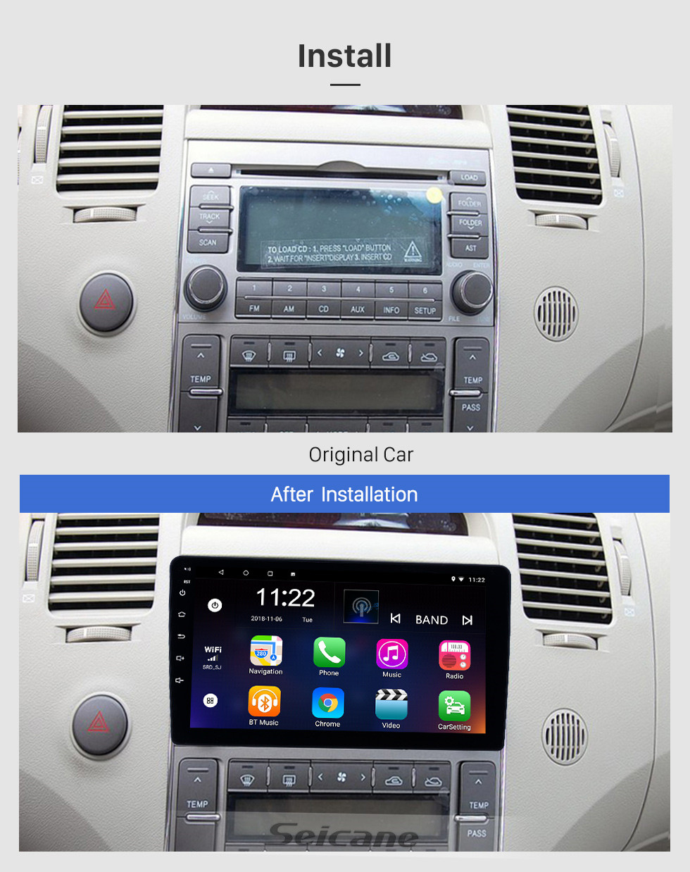 Seicane Android 13.0 Radio de navegación GPS con pantalla táctil de 9 pulgadas para Hyundai Azera 2006-2010 con Bluetooth USB WIFI AUX compatible con cámara trasera Carplay SWC Seicane Android 13.0 Radio de navegación GPS con pantalla táctil de 9 pulgadas para Hyundai Azera 2006-2010 con Bluetooth USB WIFI AUX compatible con cámara trasera Carplay SWC