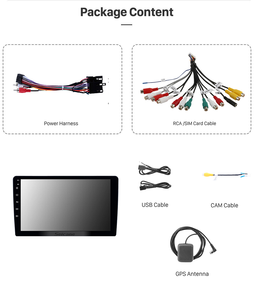 Seicane Android 10.0 Pantalla táctil GPS de 9 pulgadas Radio para el 2006-2010 Hyundai Azera con Bluetooth USB WIFI AUX compatible con la cámara trasera Carplay SWC