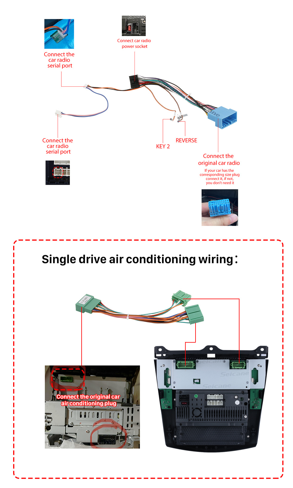 Seicane Autoradio Android pour 2003 2004 2005 2006 2007 Honda Accord 7 avec support Bluetooth à écran tactile Navigation GPS Caméra de recul