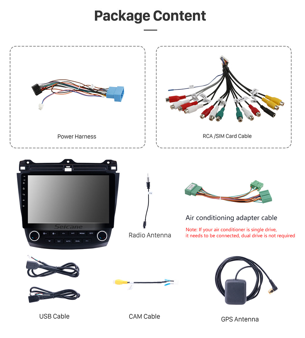 Seicane Radio de coche Android para 2003 2004 2005 2006 2007 Honda Accord 7 con pantalla táctil Bluetooth compatible con navegación GPS cámara de visión trasera