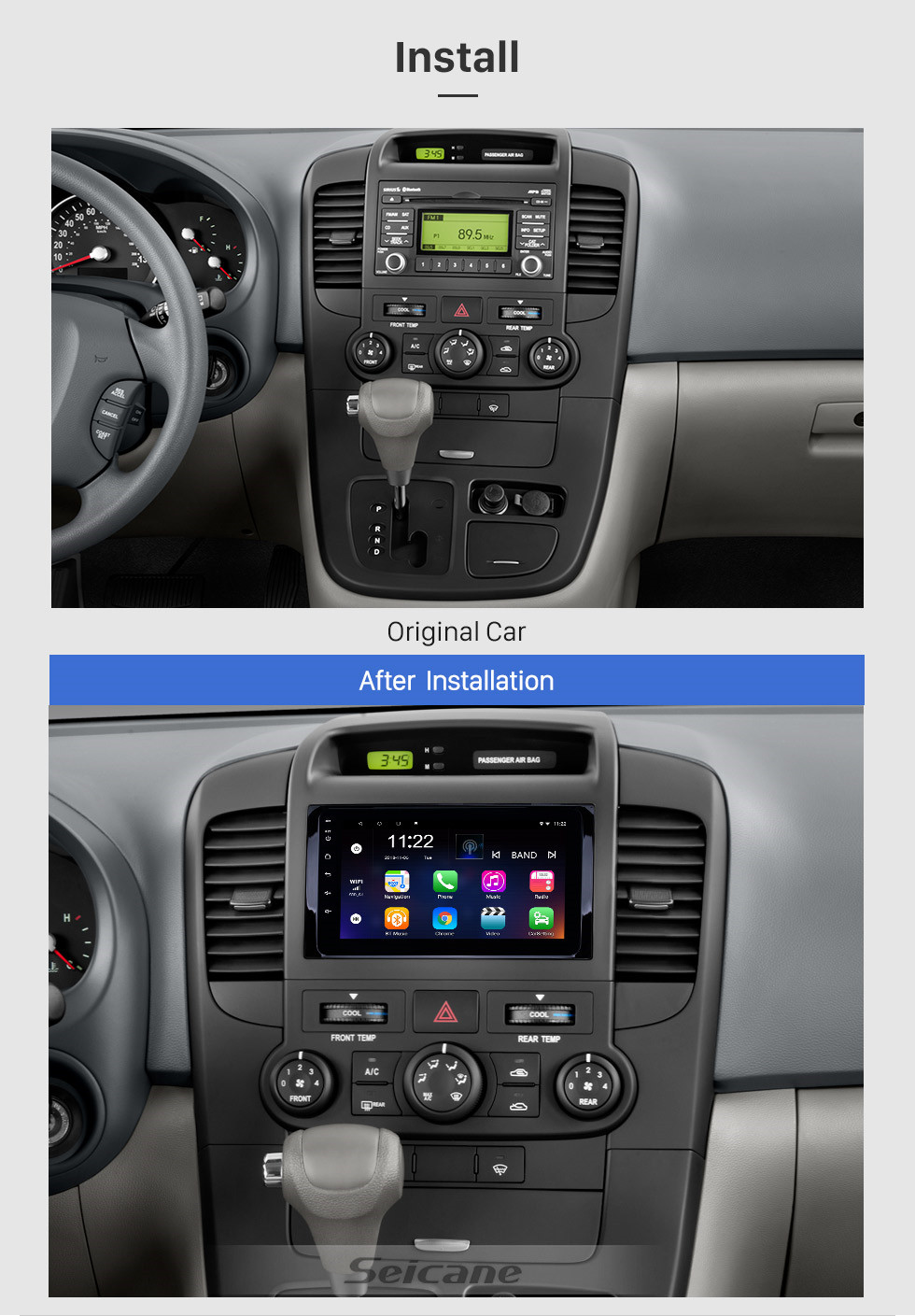 Seicane 8 polegadas HD Touchscreen Android 12.0 2014-2019 Kia Carnival GPS Navigation Radio com USB WIFI Bluetooth suporte SWC Carplay Controle do Volante