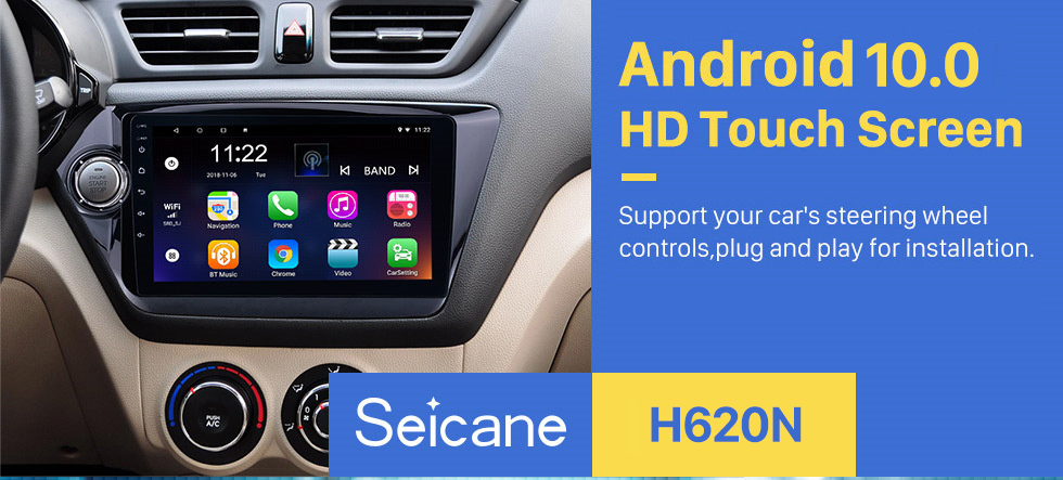 Seicane Android 13.0 2011 2012- 2014 2015 KIA K2 RIO HD Radio à écran tactile Navigation GPS Stéréo avec Bluetooth WIFI USB 1080P Vidéo TV Mirror Link