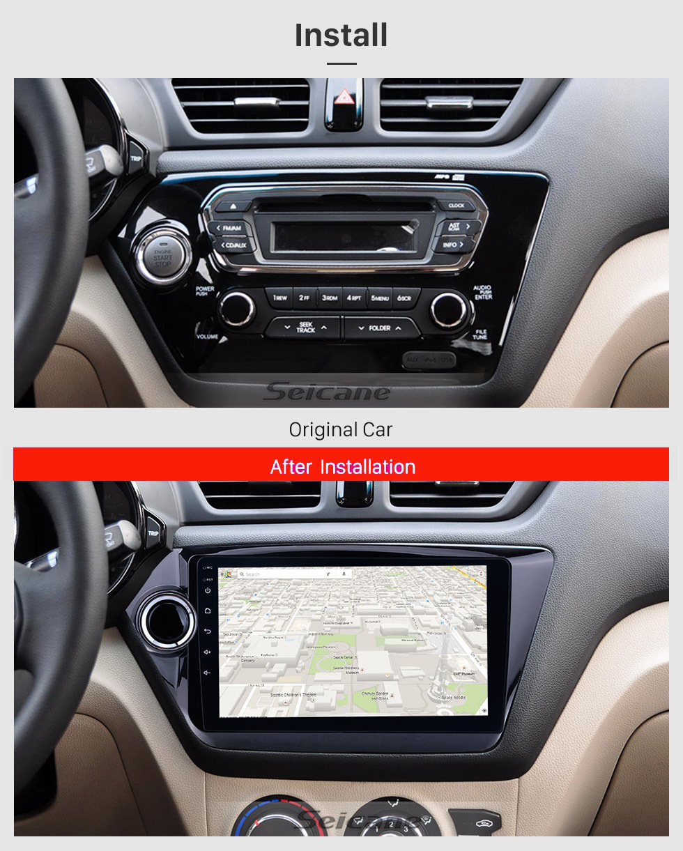 Seicane Android 13.0 2011 2012- 2014 2015 KIA K2 RIO HD Radio à écran tactile Navigation GPS Stéréo avec Bluetooth WIFI USB 1080P Vidéo TV Mirror Link