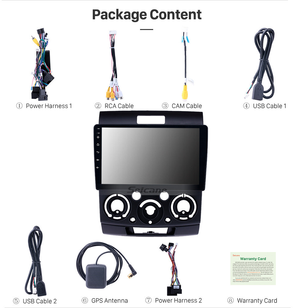 Seicane Android 10.0 Radio de navegación GPS de pantalla táctil de 9 pulgadas para 2006-2010 Ford Everest / Ranger con Bluetooth USB WIFI Soporte AUX Cámara de respaldo Carplay SWC