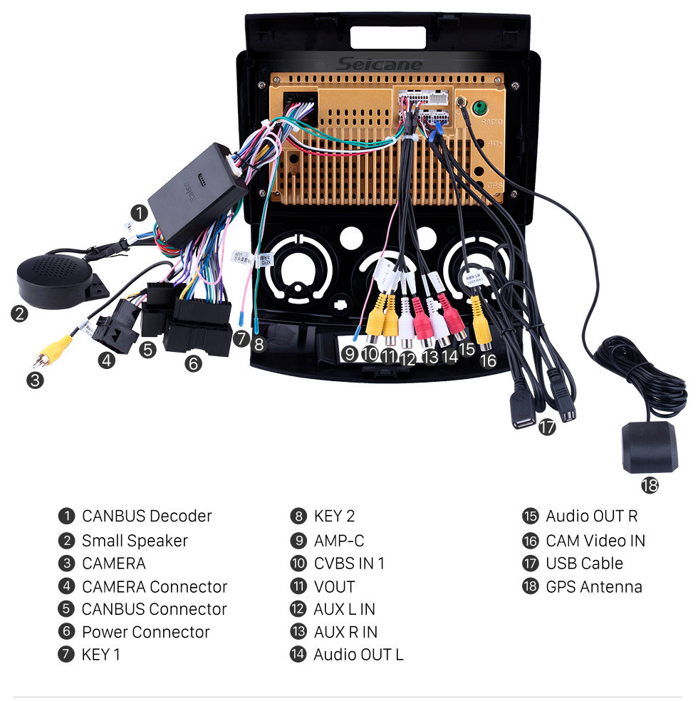 Seicane Radio de navigation GPS à écran tactile Android 10.0 pour Ford Everest / Ranger 2006-2010 avec support Bluetooth USB WIFI AUX caméra de recul Carplay SWC