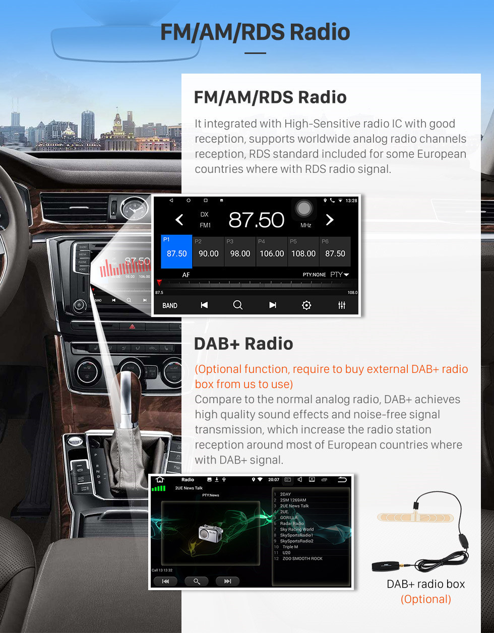 Seicane 9-дюймовый Android 13.0 для 2004 2005 2006-2011 Ford Focus Exi MT 2 3 Mk2 / Mk3 Руководство AC Радио HD Сенсорный экран GPS Навигация с USB WIFI Поддержка Bluetooth OBD2 Carplay