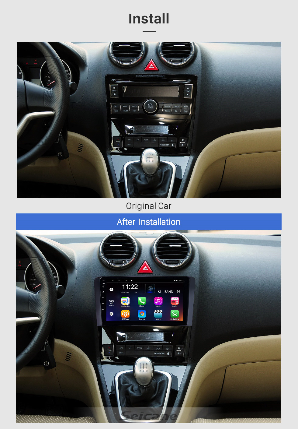 Seicane OEM 9-дюймовый Android 10.0 Radio на 2011-2016 гг. Great Wall Haval H6 Bluetooth HD с сенсорным экраном GPS-навигация Поддержка AUX USB Carplay DVR OBD Камера заднего вида