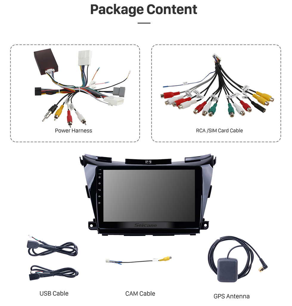 Seicane 10.1 polegada HD 1024 * 600 Ecrã Tátil 2015 2016 2017 Nissan Murano Android 8.1 Sistema de Navegação GPS Com OBDII Câmera Traseira AUX controle de volante USB 1080 P 3G WiFi Capacitivo Espelho Link TPMS DVR Bluetooth