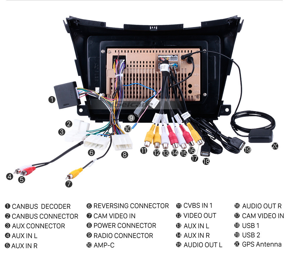 Seicane 10.1 polegada HD 1024 * 600 Ecrã Tátil 2015 2016 2017 Nissan Murano Android 8.1 Sistema de Navegação GPS Com OBDII Câmera Traseira AUX controle de volante USB 1080 P 3G WiFi Capacitivo Espelho Link TPMS DVR Bluetooth