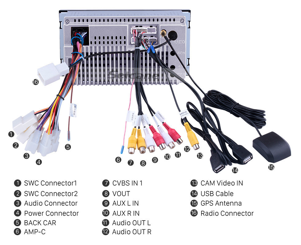 Seicane 7-дюймовый Android 10.0 2001-2008 TOYOTA RAV4 / 2006-2010 Camry / Terios / 2001-2011 GPS-навигатор HILUX с сенсорным экраном Bluetooth Поддержка AUX OBD2 DVR Carplay TPMS