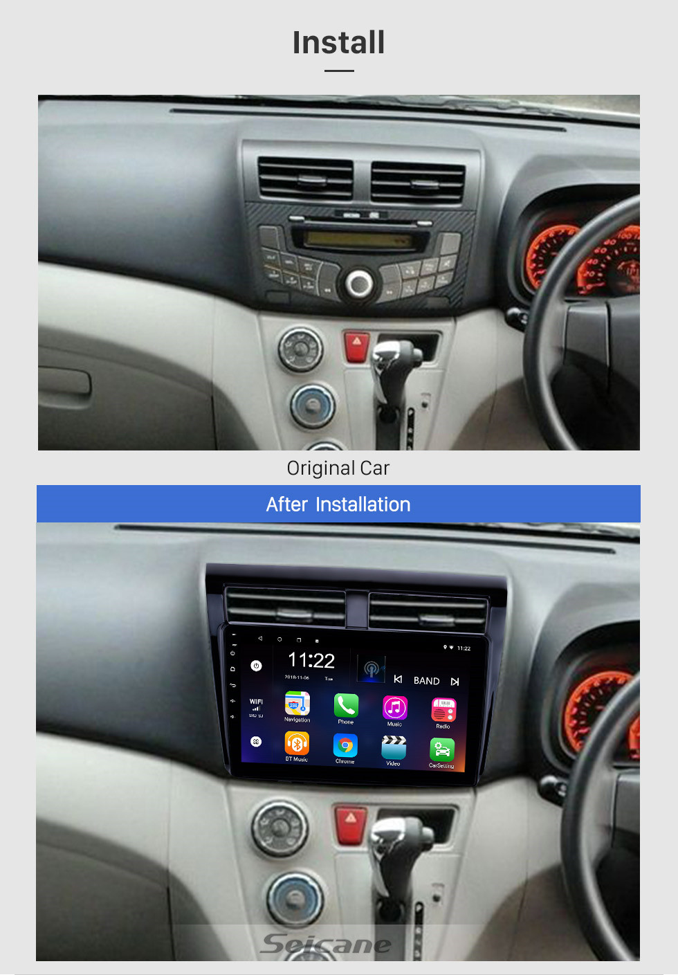 Seicane 10.1 polegada android 10.0 hd touchscreen gps rádio de navegação para 2012 proton myvi com bluetooth usb wi-fi apoio AUX Carplay SWC TPMS espelho Link