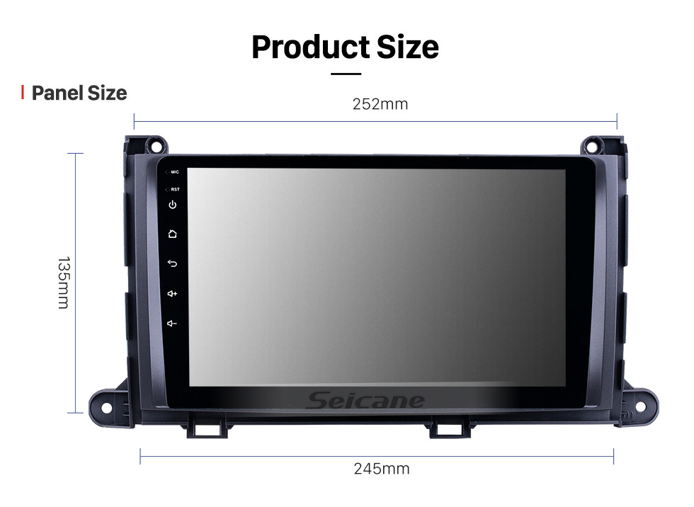 Seicane OEM 9-дюймовый Android 13.0 Radio для 2009-2014 Toyota Sienna Bluetooth HD с сенсорным экраном GPS-навигация Поддержка AUX USB Carplay DVR OBD Камера заднего вида